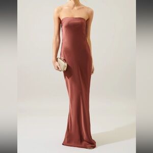 Never worn - rust colored strapless satin gown